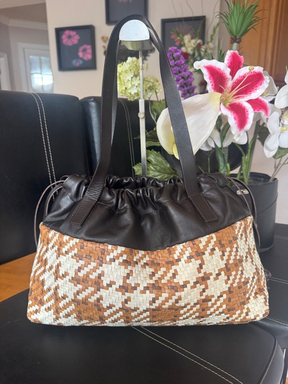 Falor Italia Woven Leather Tote Bag (3000